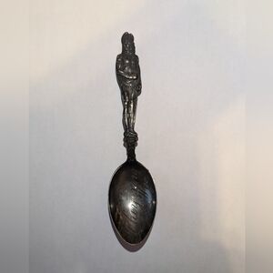 Sterling Silver Antique Indian Souvenir Spoon, Cheyenne, WY